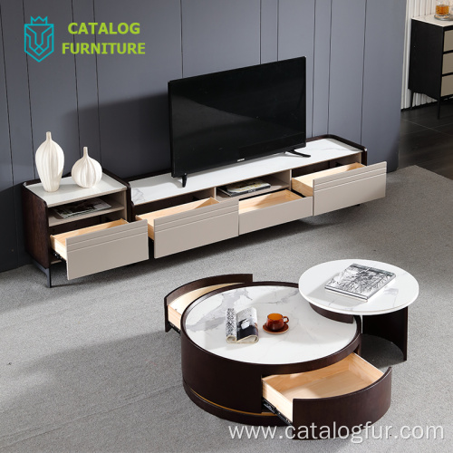 wooden TV stand and coffee table modern